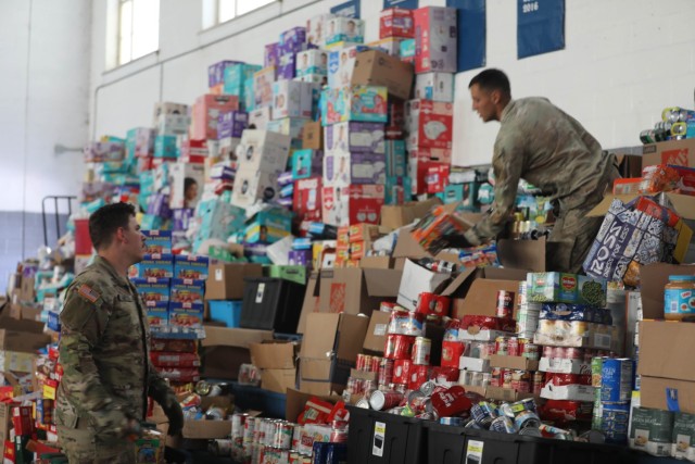 U.S. Army Soldiers of the 161st Engineer Support Company (Airborne), help organize donations at Spruce Pine, North Carolina, Oct. 6, 2024. As part of our homeland defense mission, the Department of Defense, through U.S. Northern Command and in...