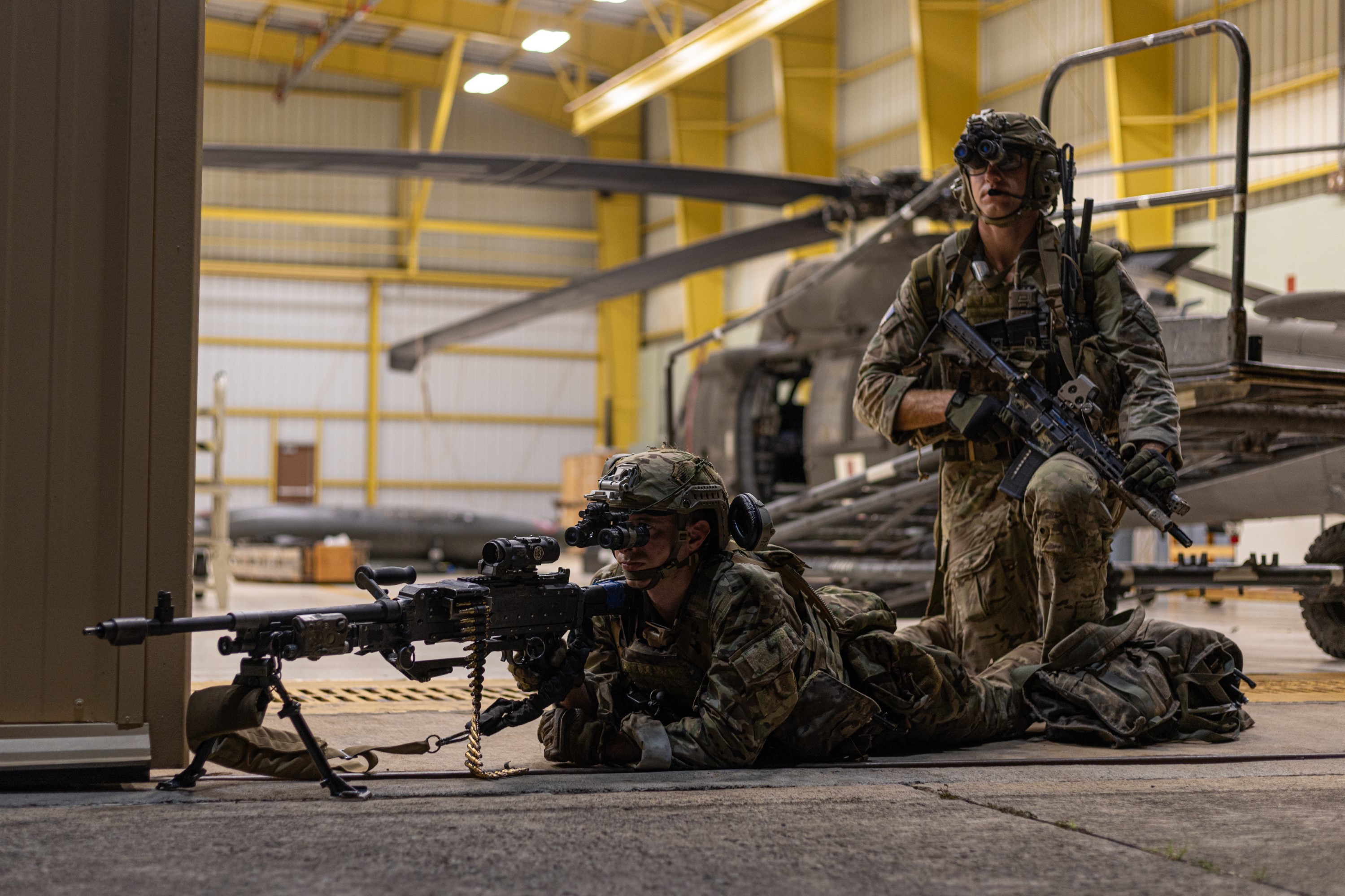 U.S. Army Soldiers assigned to the 75th Ranger Regiment, secure the area for an air assault night operation during the Joint Pacific Multinational Readiness Center 25-01, Oct. 7, 2024, at Schofield Barracks, Hawaii. The Joint Pacific Multinational...