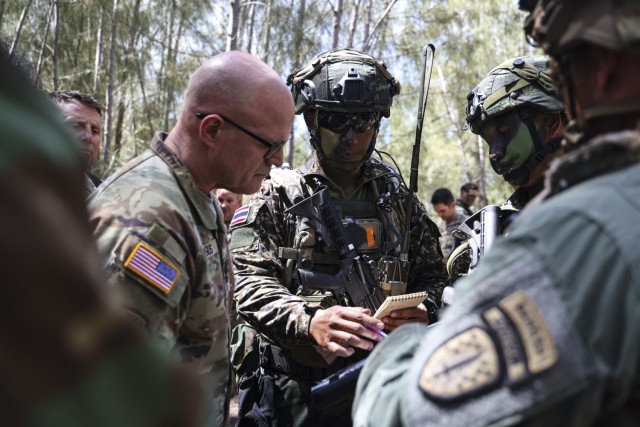 U.S Army Soldiers assigned to the 25th Infantry Division and The Joint Pacific Multinational Readiness Center (JPMRC), host Vice Chief of Staff Gen. James J. Mingus during JPMRC 25-01 on Schofield Barracks, Hawaii, Oct. 5, 2024. The Joint Pacific...
