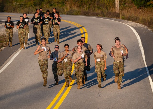 Junior ROTC cadets participate in a 5-kilometer run as part of the Waynesville Junior ROTC Survival of the Fittest Raider Challenge Competition held Oct. 5 on Fort Leonard Wood. The Raider Challenge is a multi-event competition designed to test...