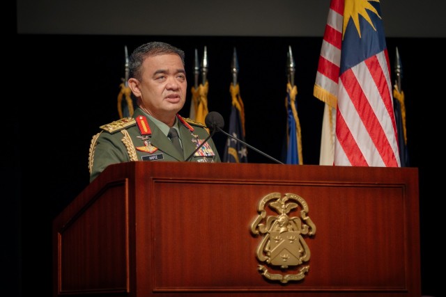 General Tan Sri Dato’ Wira Muhammad Hafizuddeain bin Jantan, Chief of Army, Malaysian Armed Forces, and 300th International Hall of Fame inductee speaks during the induction ceremony Oct. 11, 2024.