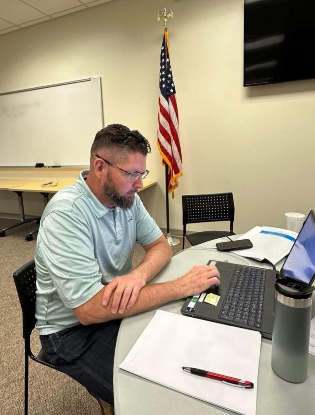 USACE Little Rock District Dam Safety Program Manager, Dan Smith, participates in a Greers Ferry Dam functional exercise