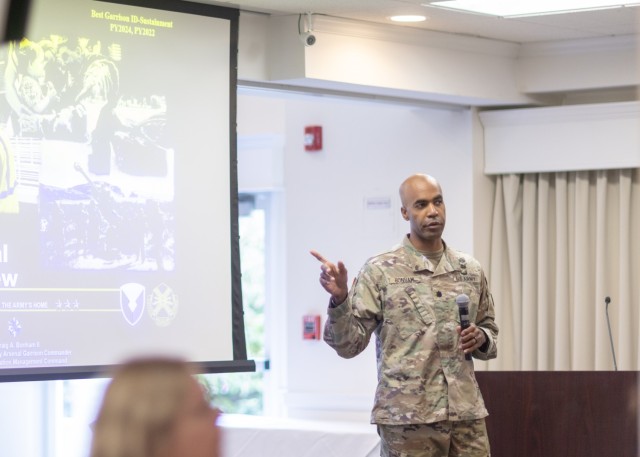 PICATINNY ARSENAL, N.J. - As part of the Military Defense Day visit to the Arsenal, Lt. Col. Craig A. Bonham II, Picatinny Arsenal Garrison Commander, provided opening remarks and informed the attendees about the organizational structure of the...