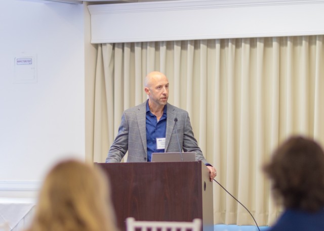 PICATINNY ARSENAL, N.J. - Gregory Roehrich, the Acting Executive Director of the U.S. Army Combat Capabilities Development Command Armaments Center’s Enterprise and Systems Integration Center, briefs the hosted the Morris County Chamber of...