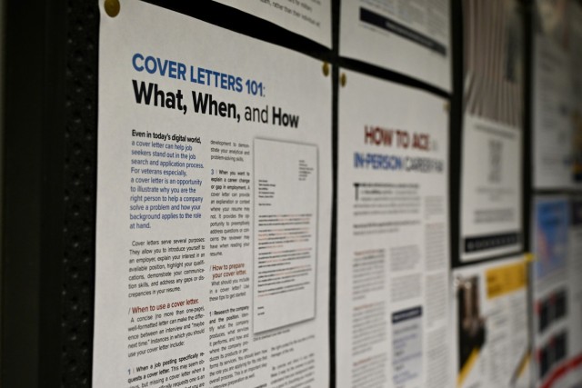 Hill has turned the TAP Center&#39;s bulletin boards into a wealth of information about employment opportunities, transition information, and important training dates.