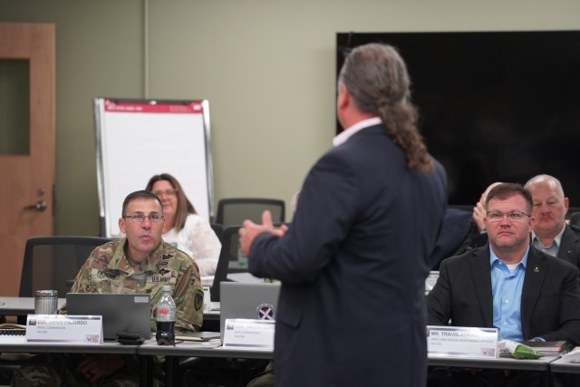 Parker Peterson talks about the SH/ARP program during the TACOM Depot and Arsenal Commanders’ Forum, held Oct. 22-24, 2024 at the Detroit Arsenal.