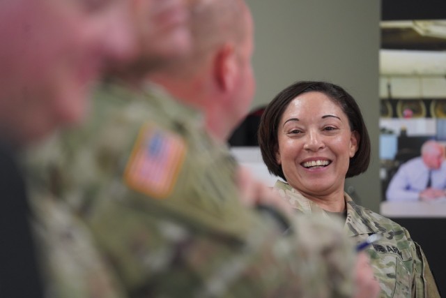Col. Lisa Rennard, TACOM chief of staff, at the TACOM Depot and Arsenal Commanders’ Forum, held Oct. 22-24, 2024 at the Detroit Arsenal.