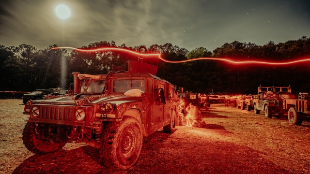 Soldiers from 2nd Brigade Combat Team, 101st Airborne Division (Air Assault) conduct vehicle preparations in anticipation for the large-scale, long-range air assault as part of Operation Lethal Eagle 24.1, April 21, 2024, on Fort Campbell, Kentucky. The operation allows the 101st Airborne Division (Air Assault) to rapidly concentrate highly lethal, low-signature, and cohesive combat forces from dispersed locations to overwhelm adversaries at a chosen place and time.