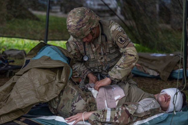 Soldiers practice tactical combat casualty care during E3B training