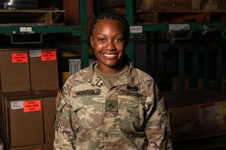 Cpl. Dawysonia Morgan, Automated Logistical Specialist with the  210 Brigade Support Battalion, Alpha Company, 2nd Brigade Combat Team, 10th Mountain Division , poses for a photo on Fort Drum, New York Oct. 22. Morgan received a Combat Action...