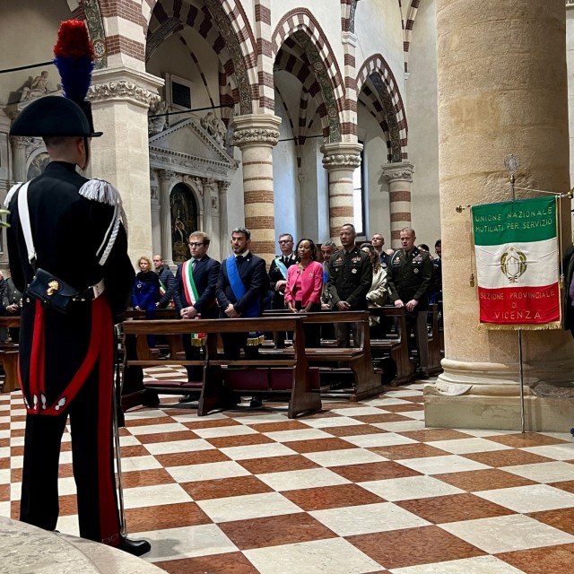 U.S. Army Southern European Task Force, Africa Commander Maj. Gen. Andrew Gainey and U.S. Army Garrison Italy Commander Col. Scott Horrigan joined Italian leaders in a ceremony honoring Italian Armed Forces Day and National Unity Day in Vicenza.