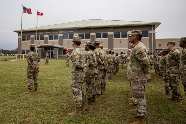 Army Reserve Soldiers from the 495th Inland Cargo Transportation Company, also known as the "Tough 'Ombres,” prepare to mobilize in support of U.S. Central Command’s area of responsibility in the Middle East.