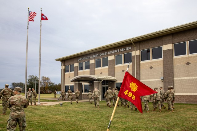 Army Reserve Soldiers from the 495th Inland Cargo Transportation Company, also known as the "Tough 'Ombres,” prepare to mobilize in support of U.S. Central Command’s area of responsibility in the Middle East....