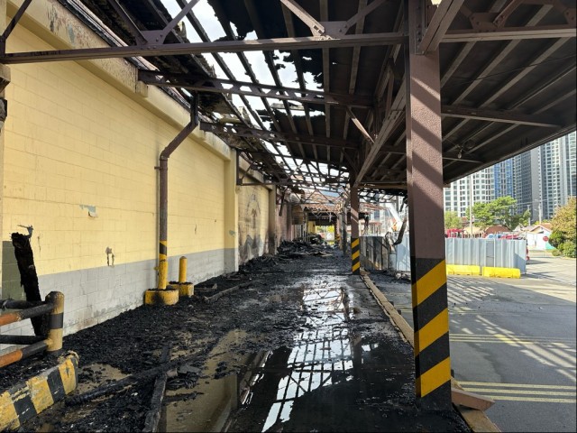 Busan, South Korea - Heroic efforts by Korean and American firefighters ensured that damage from a large fire at the Busan Storage Center, October 24, 2024, was limited to a single building at the facility.