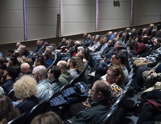 U.S. Army Tank-automotive and Armaments Command team members listen to the Nov. 12, 2024, suicide prevention and awareness event at the Detroit Arsenal.
