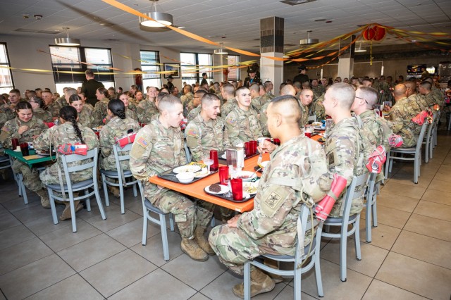 Soldiers celebrate Thanksgiving 2023 at one of the Army Warrior restaurants at Fort Leonard Wood.