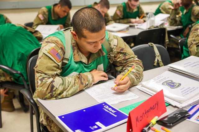 Students in the academic track of the U.S. Army Future Soldier Preparatory Course attend classes at Fort Moore, Georgia, Oct. 18, 2024. The Future Soldier Preparatory Course at Fort Moore provides focused academic instruction to help future...