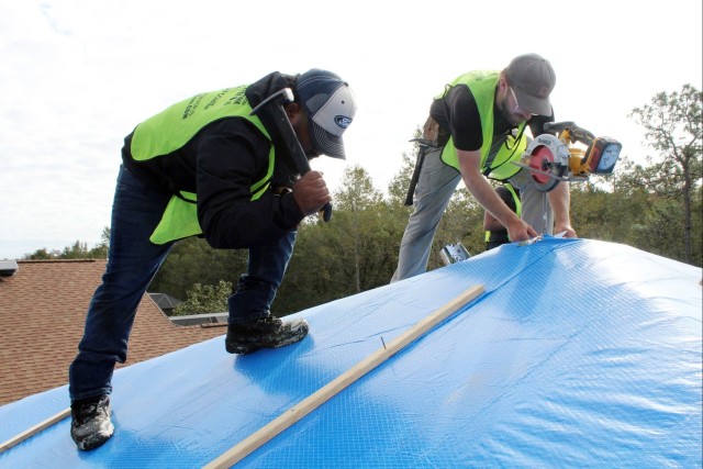 USACE Operation Blue Roof contractors install Final Blue Roof in Florida