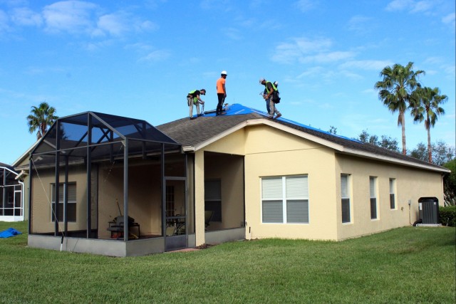 USACE Operation Blue Roof contractors install Final Blue Roof in Florida