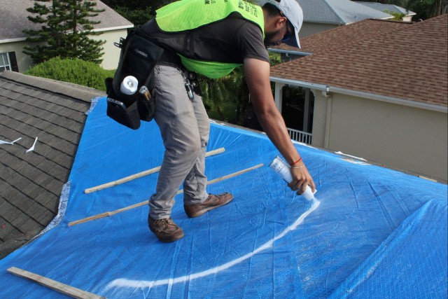 USACE Operation Blue Roof contractors install Final Blue Roof in Florida