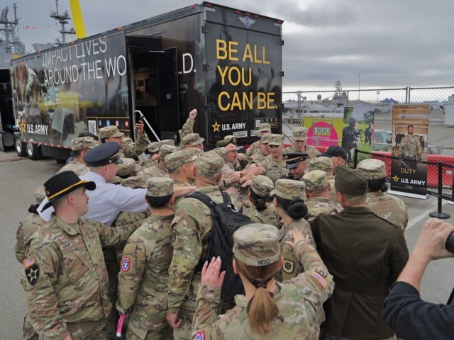 Active, Reserve and National Guard Soldiers “bring it in” for a motivational start to their participation in San Francisco Fleet Week 2024 on Oct. 11, 2024. The Army continued its recruiting transformation this week by announcing Atlanta and Los Angeles as the future locations for two new regional recruiting headquarters. Once operational, by next summer, these commands will oversee the five enlisted recruiting brigades and have a mission to enhance communication and improve the service&#39;s ability to attract and retain a high-quality workforce.