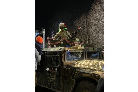 Army's version of Santa's sleigh during annual tree lighting ceremony on Caserma Ederle, Dec. 5, 2024.