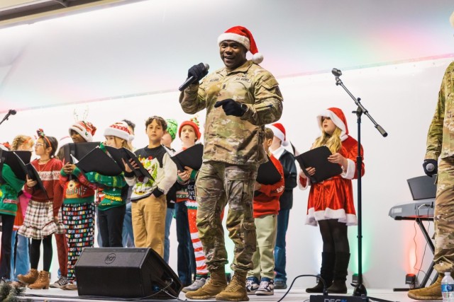 Command Sgt. Maj. Gary Williams, Fort Novosel garrison command sergeant major, welcomes the community to the annual Winterfest event Dec. 7, 2024