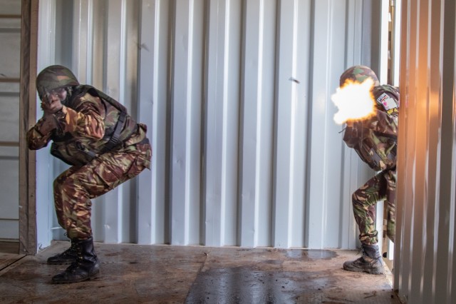 Kenya Defence Force Soldiers conduct urban operations training, together with other multinational partners, at the Counter Insurgency Terrorism & Stability Operations Training Centre during exercise Justified Accord, led by U.S Army Southern...