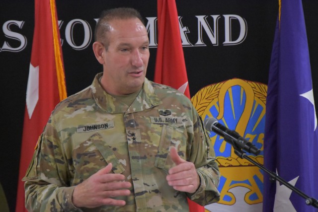 Maj. Gen. Richard Johnson, FORSCOM Deputy Commanding General, Army National Guard, speaks with U.S. Army chaplains Dec. 10, 2024, at Fort Liberty, N.C., during the U.S. Army Forces Command Chaplain’s FORTRESS Religious Support Training Forum, a...