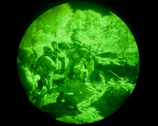 Paratroopers assigned to 2nd Battalion, 505th Parachute Infantry Regiment, 3rd Brigade Combat Team, 82nd Airborne Division, prepare to move during a live fire exercise as a part of Panther Avalanche on Fort Liberty, July 28, 2024.
