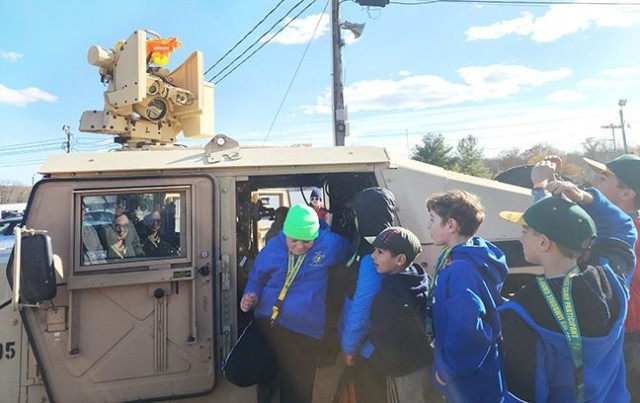For the scouts, the CROWS system was modified with a toy, plastic gun that fired foam-rubber bullets. Scouts were able to control the movement, advanced optics and firing mechanism using CROWS and fire the toy while sitting inside the High...