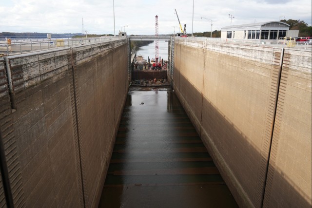 Wilson Lock de-watered for inspection and maintenance
