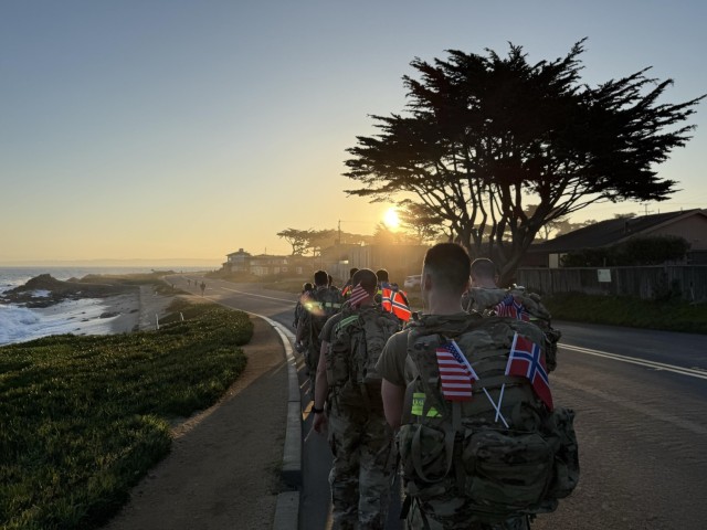 A joint services group from the Defense Language Institute Foreign Language Center, composed of 28 students and staff from the Army, Navy, Air Force and Coast Guard, complete a Norwegian Foot March Jan. 11, 2025. This was the second of two marches...