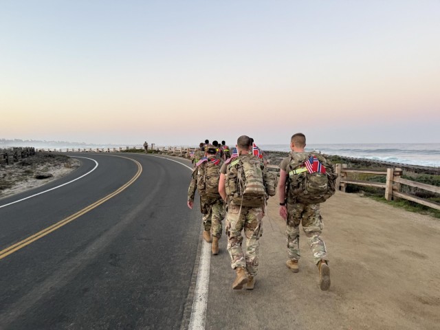 A joint services group from the Defense Language Institute Foreign Language Center, composed of 28 students and staff from the Army, Navy, Air Force and Coast Guard, complete a Norwegian Foot March Jan. 11, 2025. This was the second of two marches...