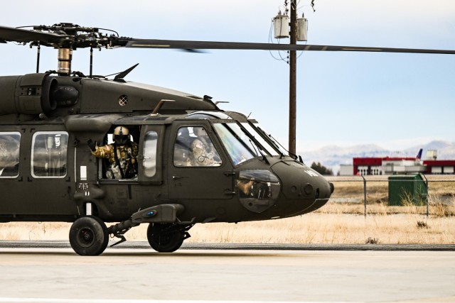 The Idaho National Guard deployed 10 UH-60 Black Hawk helicopters and more than 80 Soldiers to Fort Belvoir, Virginia, Jan. 10-11, 2025, on a year-long deployment in support of the Joint Emergency Evacuation Plan mission. Soldiers from the Idaho National Guard’s Company B, 1-183rd Assault Helicopter Battalion bid farewell to family and friends during a departure ceremony at Gowen Field Jan. 9. 