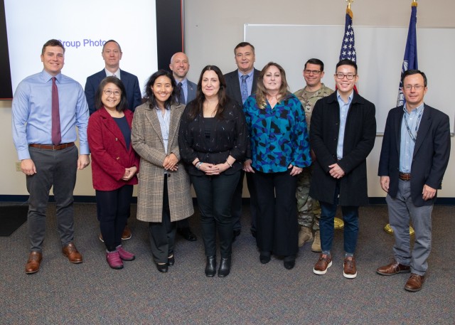 PICATINNY ARSENAL, N.J. - From Left to Right: (Back Row) Stephen Bielamowicz, Gregory Roehrich, George Herc, Col. Kevin Shilley.
Front Row: Gregory Kortina, Kam-Kuen Yuen, Norkee Sherpa, Linda Torres, Dawn Simpson, Newman Hsiao, Jason Cook