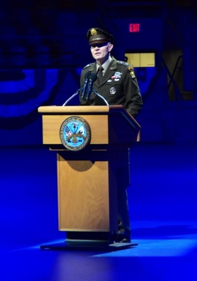 Gen. Randy George, the Army Chief of Staff, delivers remarks at Lt. Gen. John Morrison Jr.’s retirement ceremony on December 19, 2024.