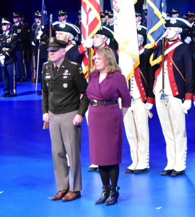 Lt. Gen. John Morrison Jr. and his wife, Anne, are honored for their decades of service to the Army at his retirement ceremony on December 19, 2024.