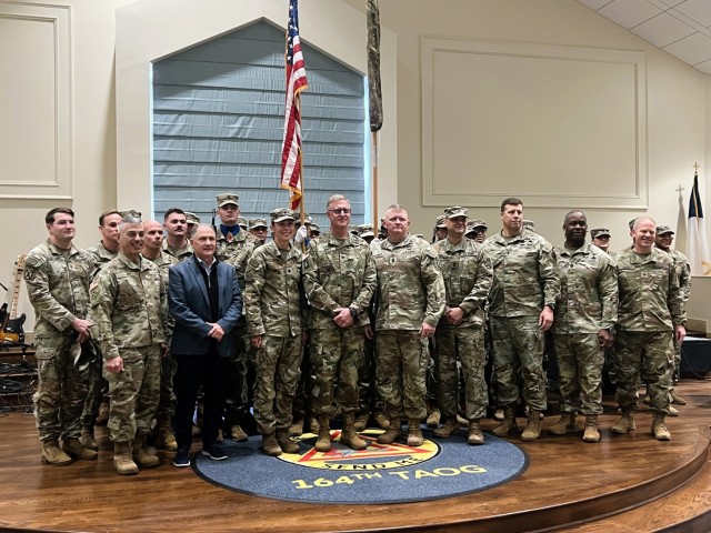 The Aviation Center of Excellence command group and Soldiers from the 1st Battalion, 58th Aviation Regiment prior to the battalion’s deployment to the Horn of Africa at Fort Novosel, 10 Jan. 2025.The 1-58th will conduct Airfield operations and...