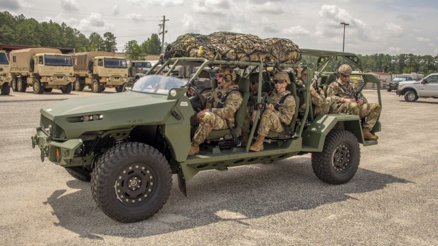 Paratroopers assigned to the Airborne and Special Operations Test Directorate prepare to depart for a
50-kilometer road test in a fully loaded Infantry Squad Vehicle (ISV).