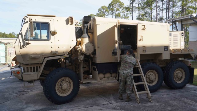 The Louisiana National Guard’s 1-141st Field Artillery Battalion had its two AN/TPQ-53 radar systems, mounted on 5-ton tactical trucks, modified and its software upgraded at the Unit Training Equipment Site at Camp Villere in Slidell, Louisiana, Jan. 14, 2025.
