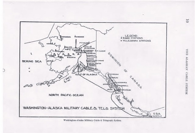 Map of Washinton-Alaska Military Cable and Telegraph System, 1925