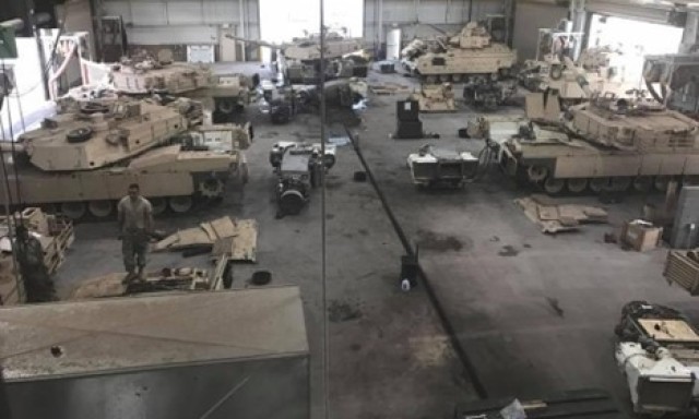 Tank and Bradley services underway in 2017 at Fort Bliss, TX.
