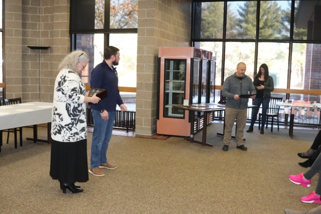 Wisconsin State Senator Patrick Testin completes a presentation Jan. 31, 2025, during a retirement ceremony for Fort McCoy Logistics Readiness Center employee Pamela Severson at Fort McCoy, Wis. Severson retired after serving the Fort McCoy...