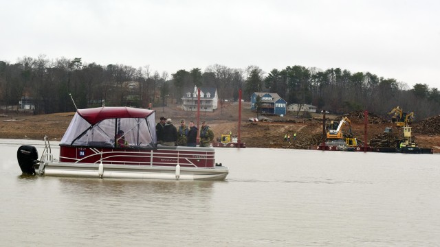 U.S. Army Corps of Engineers Command Sgt. Maj. Douglas Galick joins Hurricane Helene Response partners on Douglas Lake in Dandridge, Tennessee, to review operations Feb. 12, 2025, at a debris burn site on the shoreline. USACE is providing...