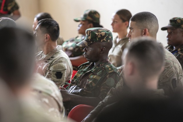 U.S. Army soldiers with the East Africa Response Force (EARF), assigned to Combined Joint Task Force – Horn of Africa (CJTF-HOA), join U.S. Army Southern European Task Force, Africa (SETAF-AF), the Nebraska National Guard and the Tanzania People’s Defense Force (TPDF) at the opening ceremony for the multinational exercise Justified Accord 2025 (JA25) at Msata Military Training Base, Msata, Tanzania, Feb. 11, 2025. JA25 is the premier U.S. Africa Command (USAFRICOM) exercise in East Africa, designed to enhance multinational combat readiness, strengthen crisis response capabilities and empower allies and partners in the region. Led by SETAF-AF and hosted in Kenya, Djibouti and Tanzania, JA25 integrates high-intensity training scenarios that sharpen warfighting skills, increase operational reach and enhance the ability to execute complex joint and multinational operations. The exercise runs from Feb. 10–21, 2025.