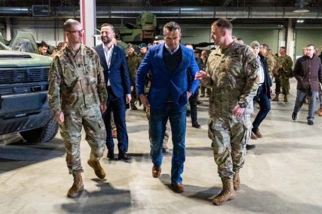 U.S. Secretary of Defense Pete Hegseth, alongside Polish Deputy Prime Minister Wladyslaw Kosiniak-Kamysz, visited the Army Prepositioned Stocks-2 (APS-2) site in Powidz, Poland on February 15, 2025. 

The visit highlighted the U.S. Army&#39;s commitment to equipping its forces with cutting-edge technology and bolstering deterrence in Eastern Europe, particularly through the V Corps&#39; leading role in the &#34;Transforming in Contact&#34; (TiC) initiative.

During their visit, Secretary Hegseth and Deputy Prime Minister Kosiniak-Kamysz met with Soldiers from the 3rd Brigade Combat Team, 10th Mountain Division. The Soldiers showcased new military equipment recently tested during the Combined Resolve 25-1 exercise, emphasizing the impact of the TiC program. This initiative aims to provide Soldiers with the latest technology, allowing them to experiment and provide valuable feedback for shaping the future force.