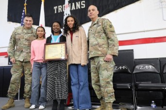 Zama Middle High School students, faculty celebrate character, accomplishments of departing assistant principal