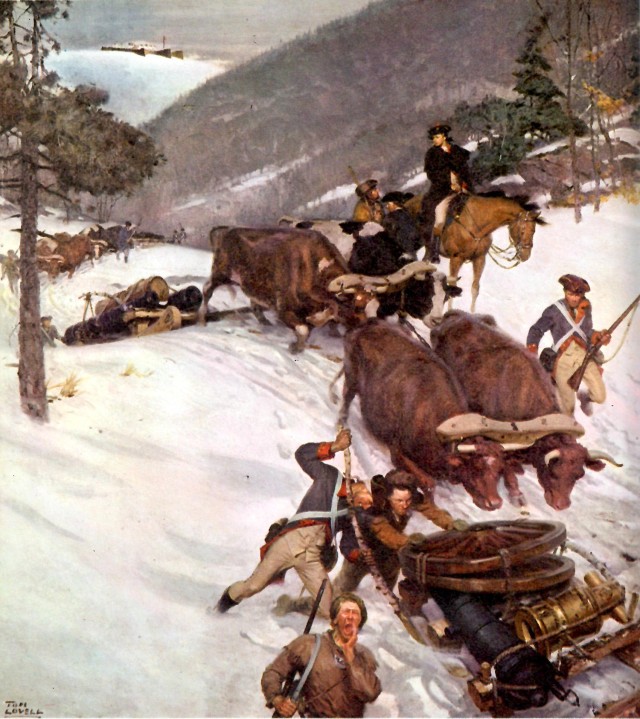 Knox’s “Noble Train of Artillery” moving to Boston in the winter of 1776.