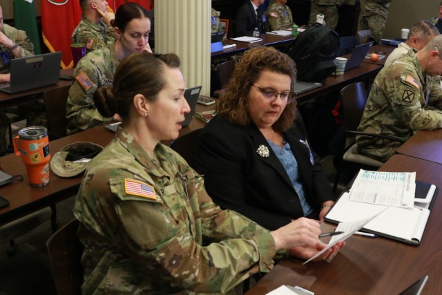 Attendees at the First Army TSSWG plan training and exercises to prepare for deployment.